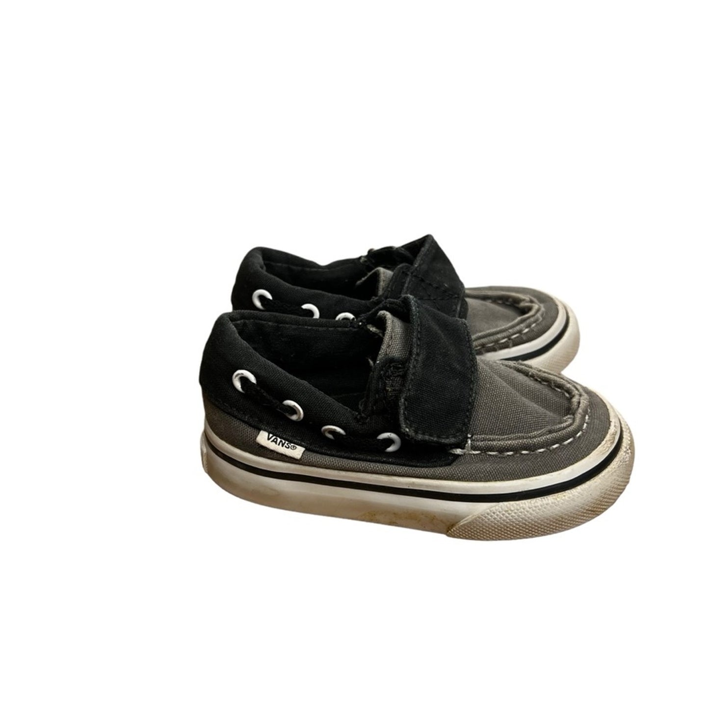 Vans Toddler Low Top Skate Shoes Gray/Black Hook & Loop Size 4.5