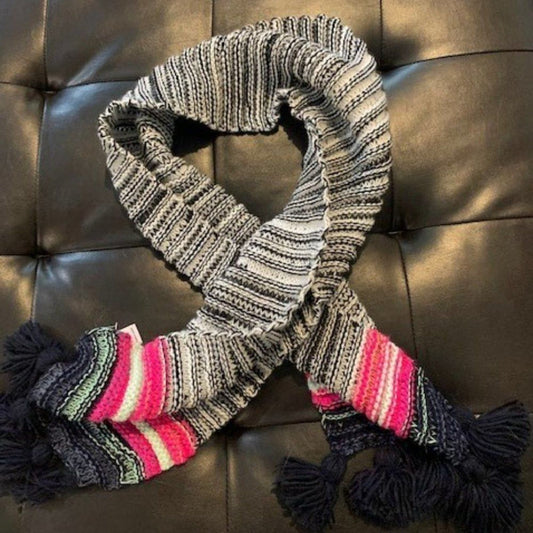 Maurices' navy/pink fringe knit scarf NWT