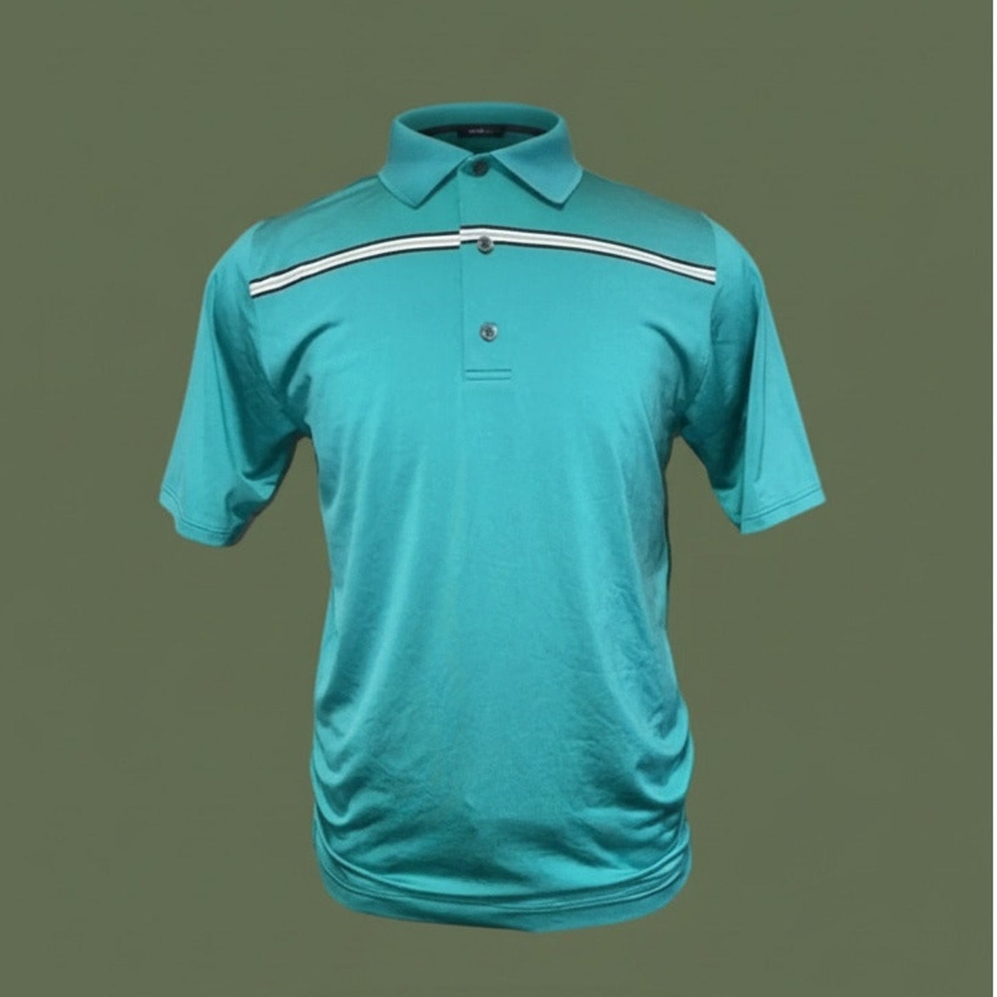 FootJoy Polo Shirt Mens Large Green Striped Short Sleeve Golf Athletic Fit