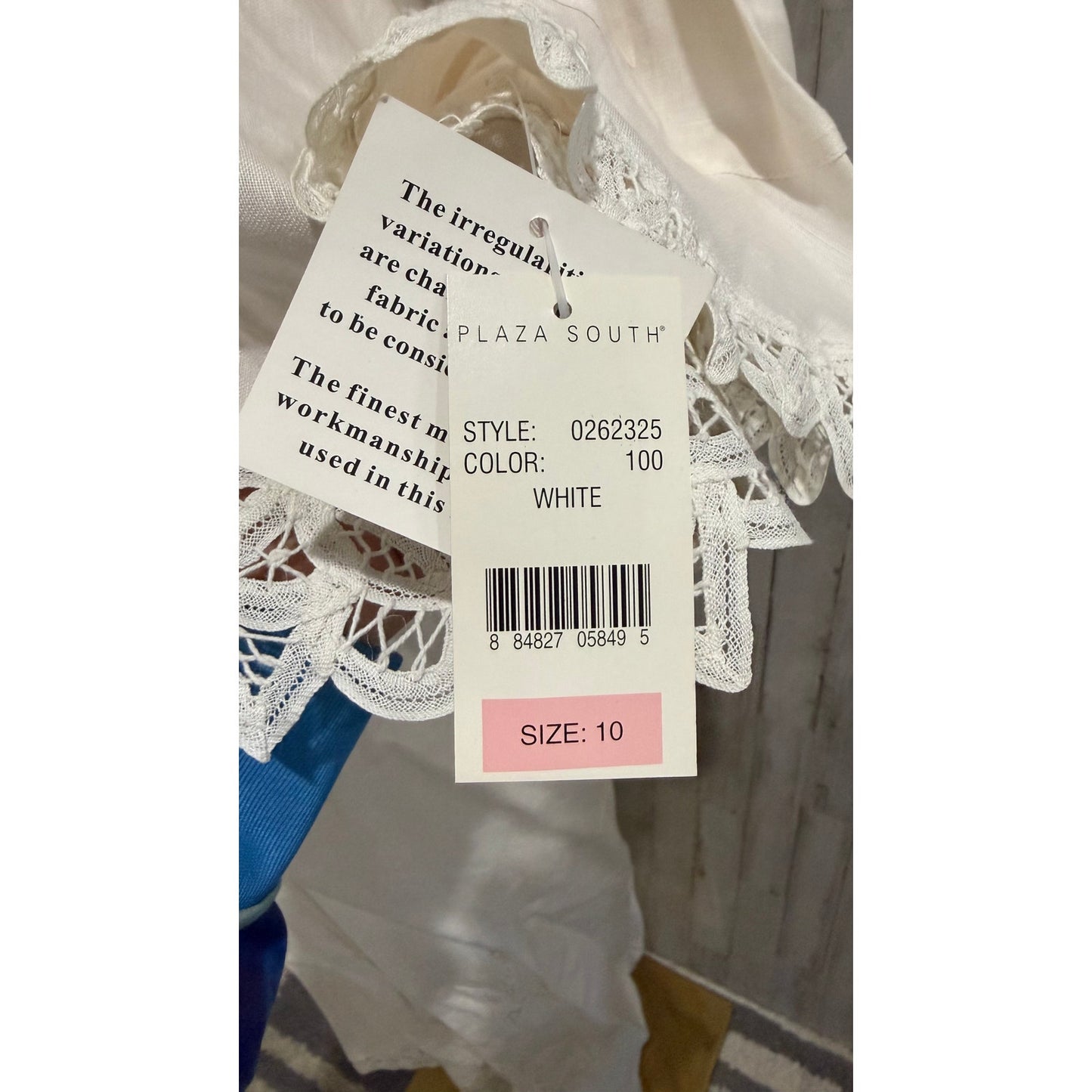 NWT Plaza South 2pc White Linen Battenberg Lace Trim Maxi Dress & Jacket Size 10