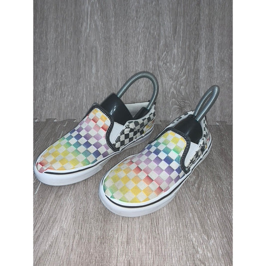 Vans Slip-On Shoes Missy Size 2.0 Multicolor Rainbow Checkered Casual