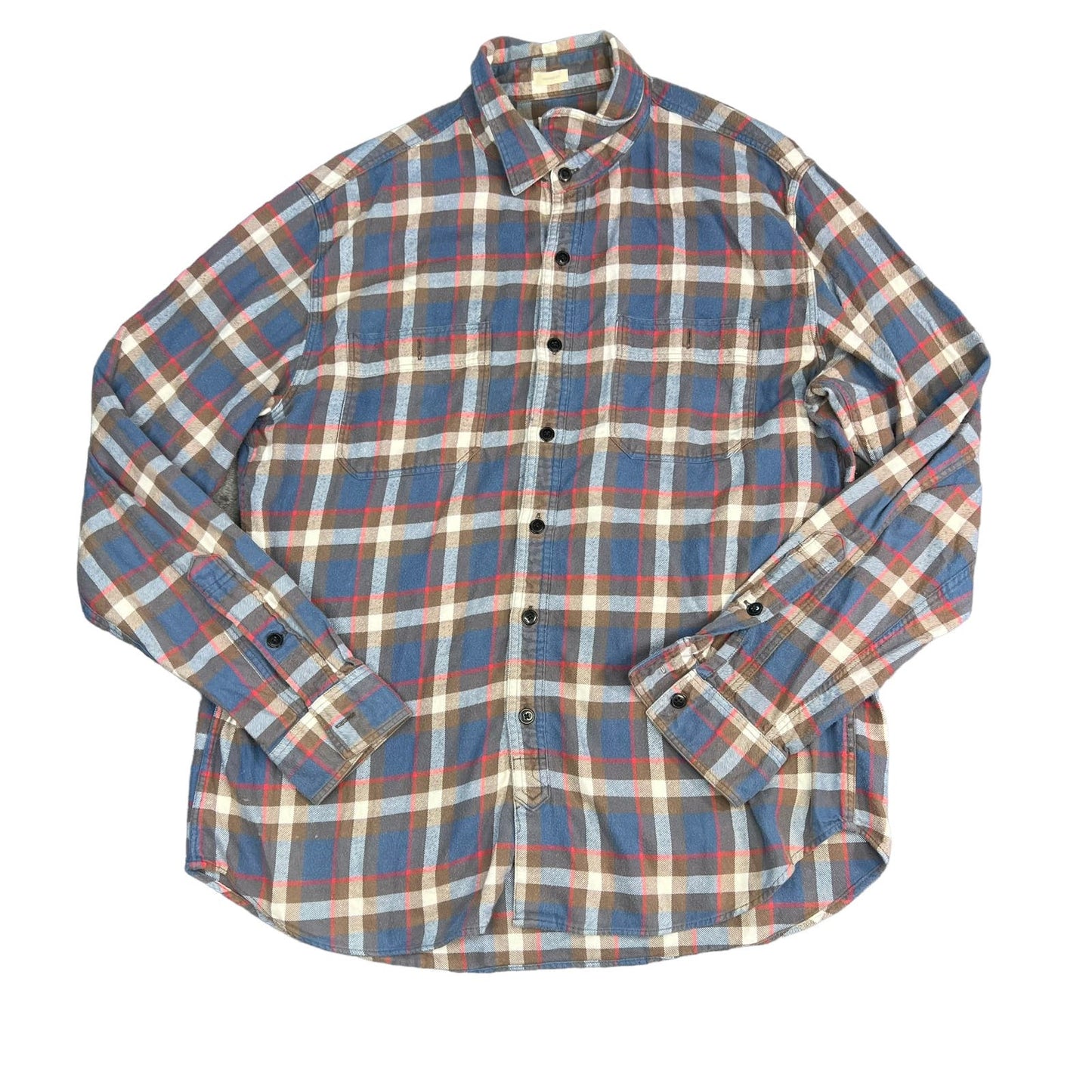 J.Crew Men's Large Plaid Flannel Long Sleeve Button-Up Tailored Fit Shirt