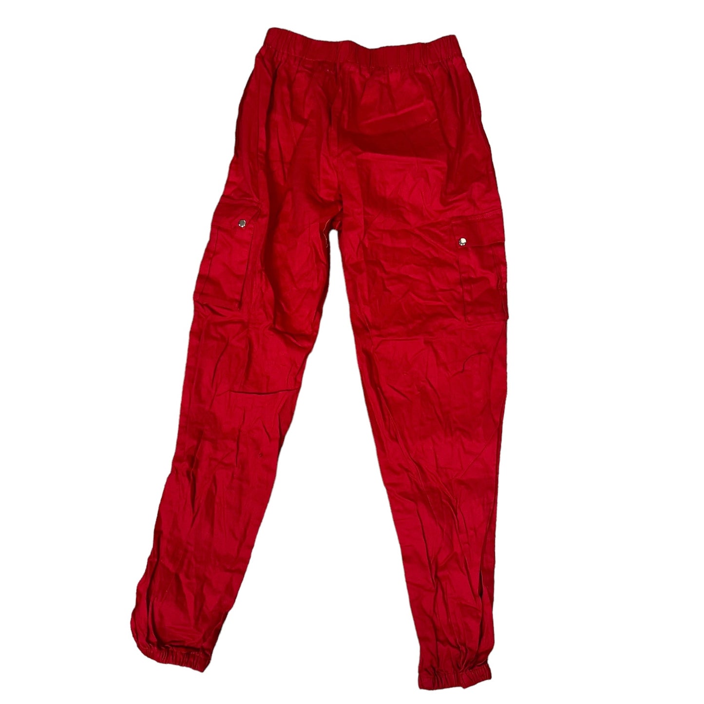 PrettyLittleThing Women's Red Cargo Jogger Pants Size 6 Casual Elastic Waist