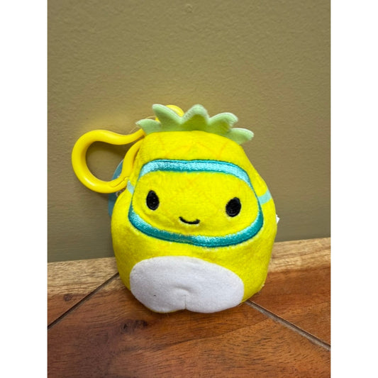 NWT Squishmallows 3.5" Maui Pineapple with Scuba Mask Clip Plush Toy