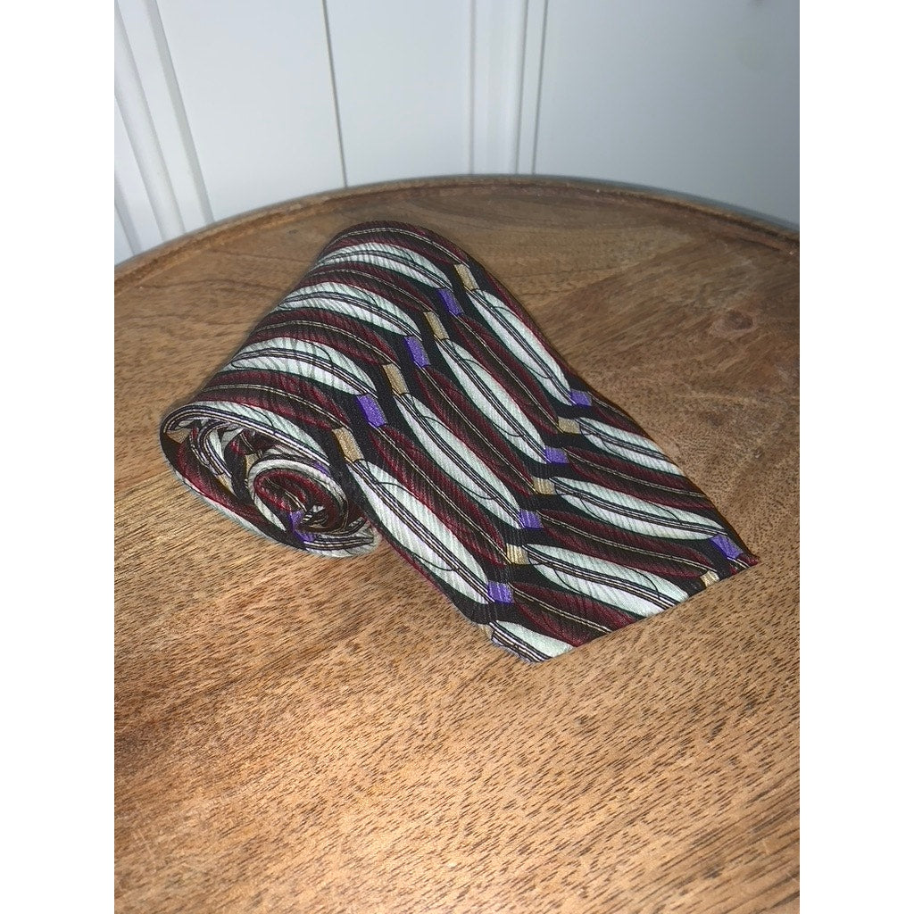 Matrix Men's Multicolor Striped Silk Necktie Classic Width & Length