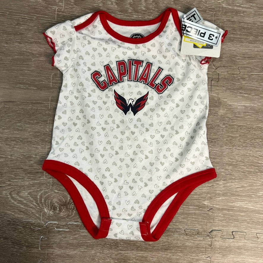 NWT Washington Capitals Infant Bodysuit 3-Pack Multicolor Unisex 12 Months