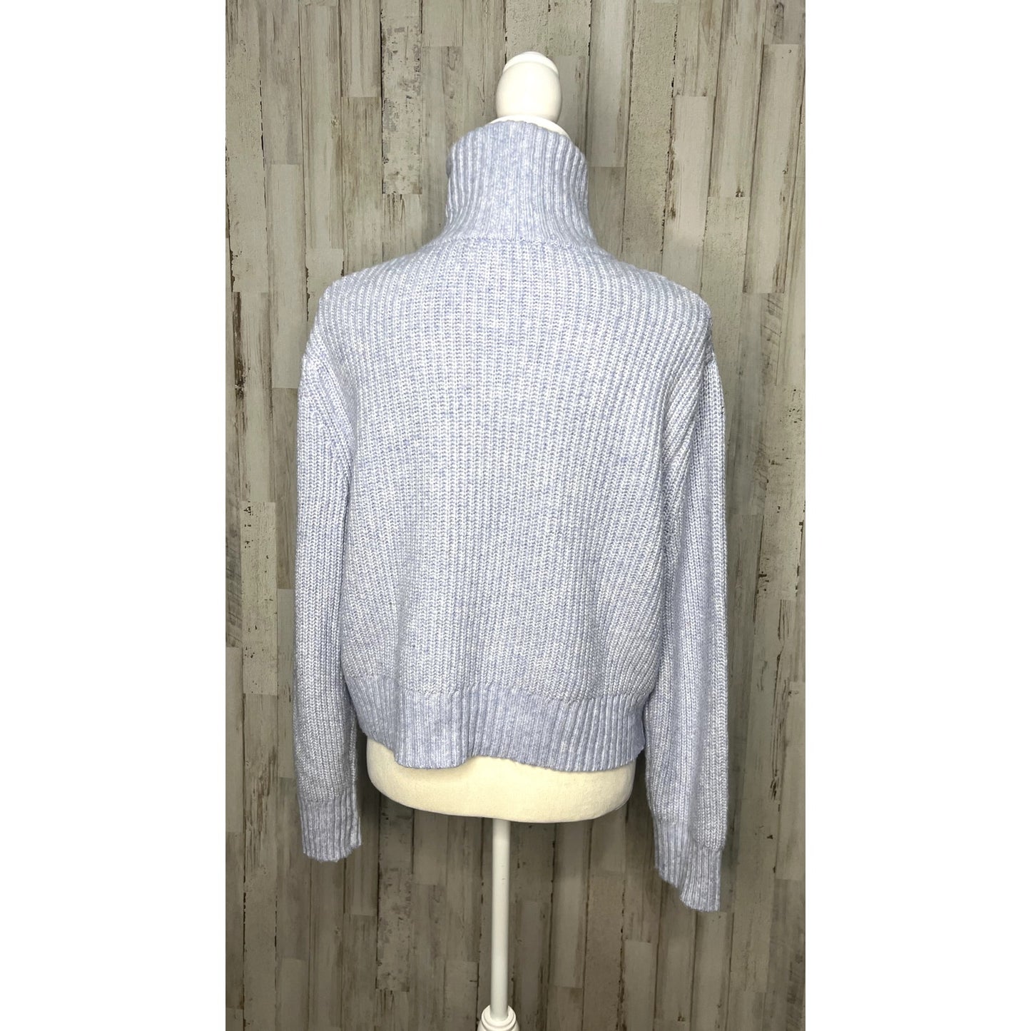 Jessica Simpson Women's Large Blue Ribbed Knit Half Zip Pullover Sweater