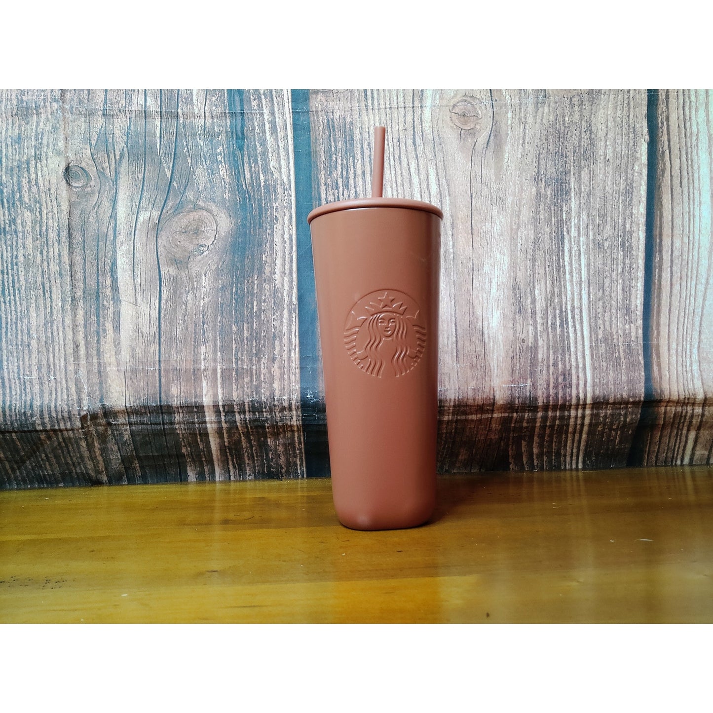 Starbucks Cold Cup Tumbler Brown Matte Embossed Logo 24 oz