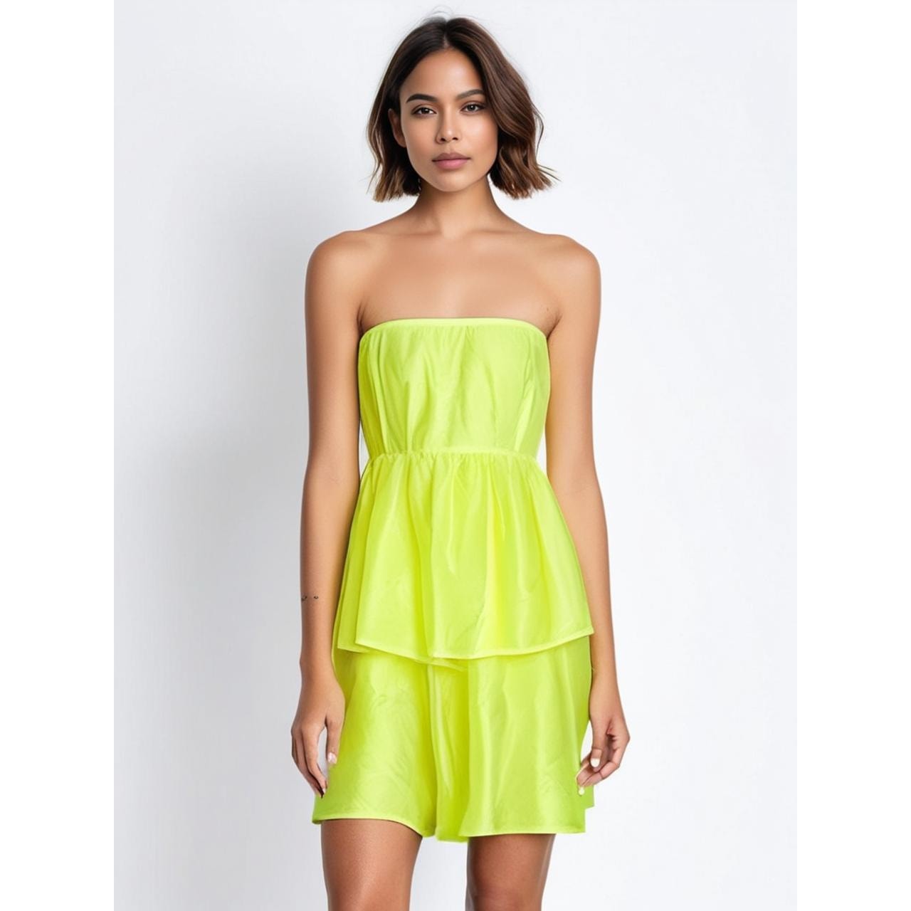 Crosby by Mollie Burch Dabney Dress Small Yellow Strapless Party Cocktail
