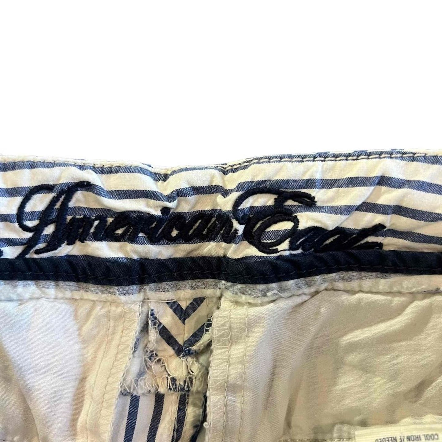 American Eagle Women's Long Blue & White Striped Pattern Bermuda Shorts Size 6