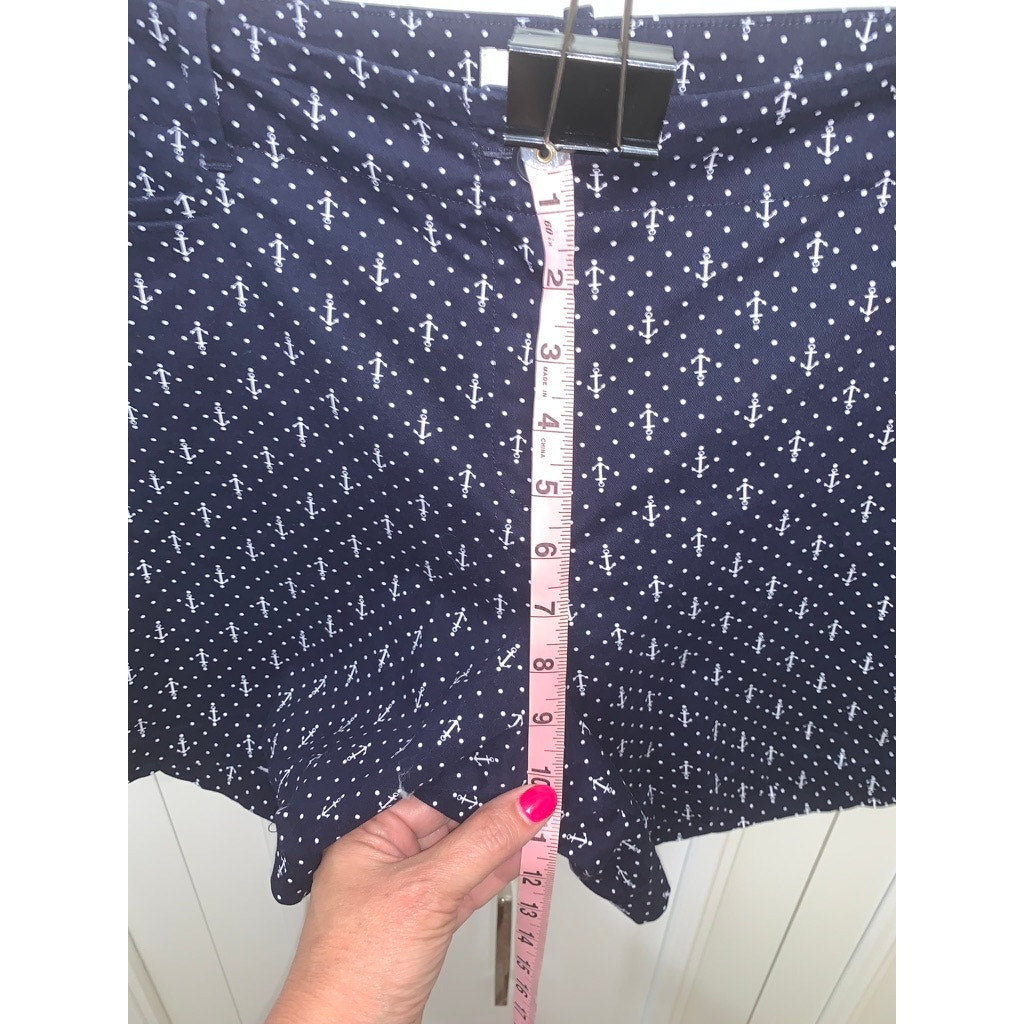 Talbots Women's Petite Size 14P Navy Anchor Print Bermuda Shorts