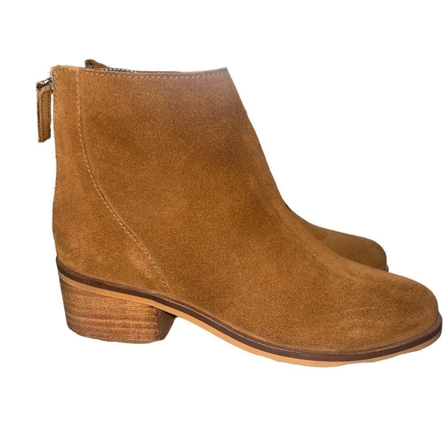 NWOT Steve Madden Legally Ankle Booties Womens 5.5 Brown Back Zip Block Heel