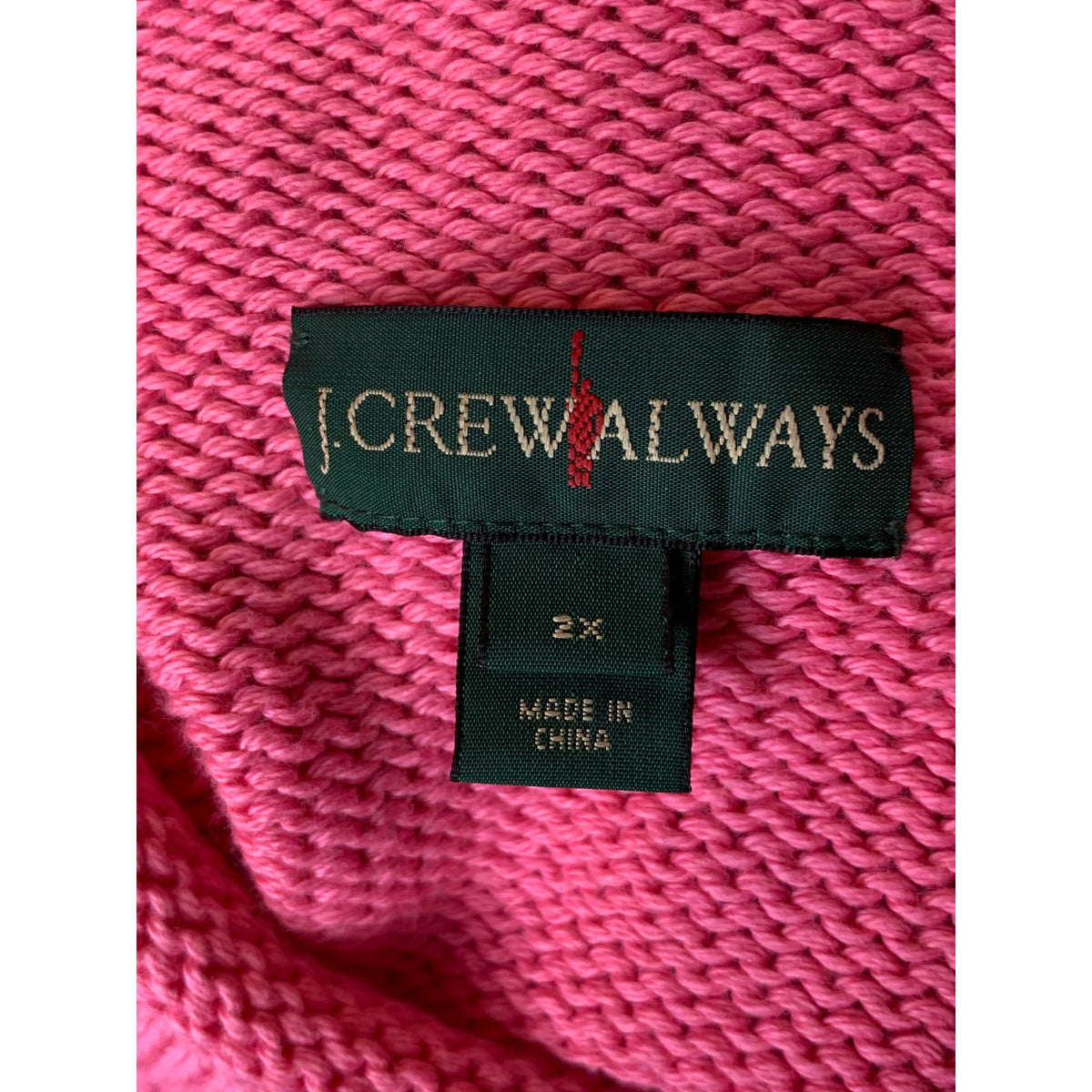 J.Crew Sweater Womens Plus 2XL Pink Cable Knit Mock Neck Pullover Long