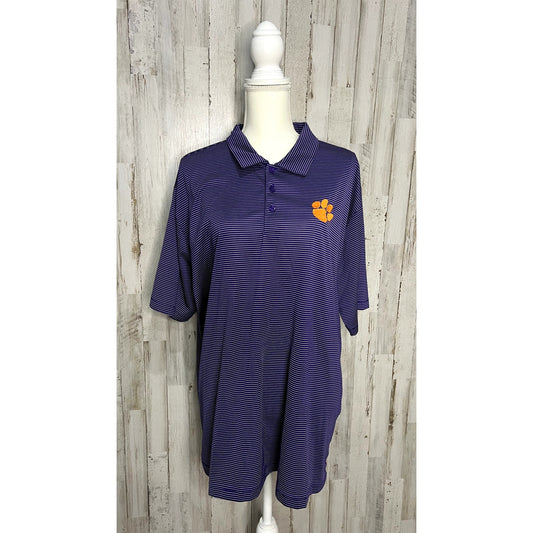 Antigua Clemson Tigers Men's 2XL Striped Polo Shirt Short Sleeve