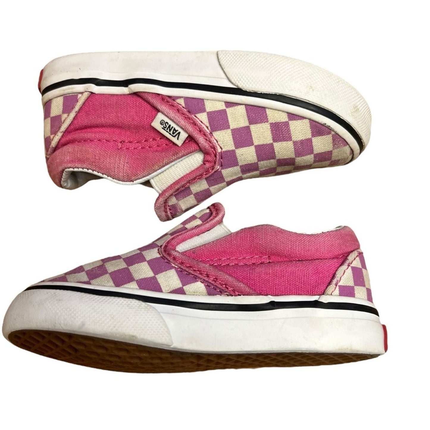 Vans Slip-On V Shoe - Checkerboard Pack- Fuchsia/White - Toddler Girls' 5.5