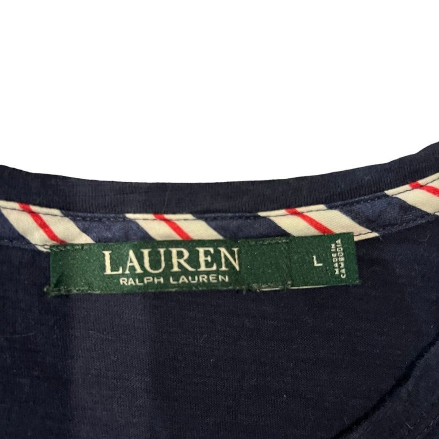 Lauren Ralph Lauren Navy Short Sleeve Shirt Size Large