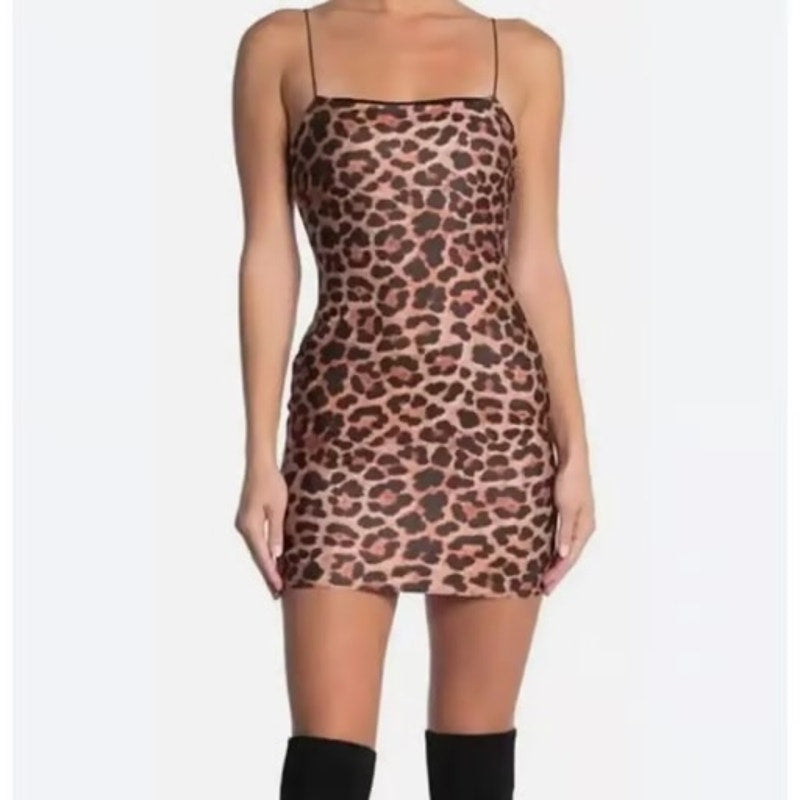 Topshop Leopard Print Bodycon Mini Dress Size 12 Party Cocktail