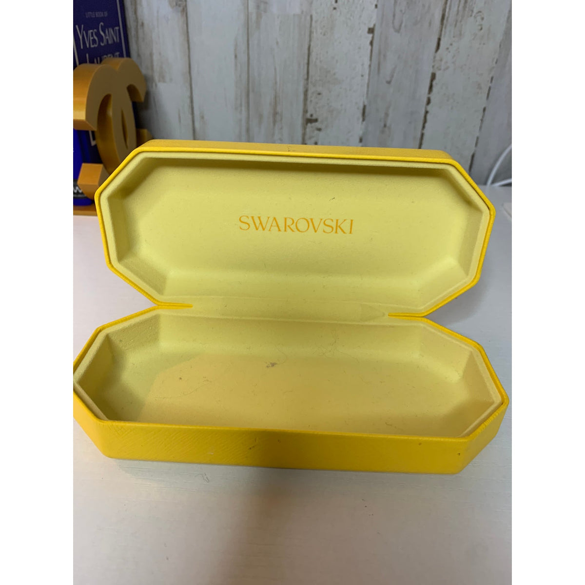 Swarovski Clamshell Case Unisex Yellow Hard Shell Hinged For Glasses/Specs