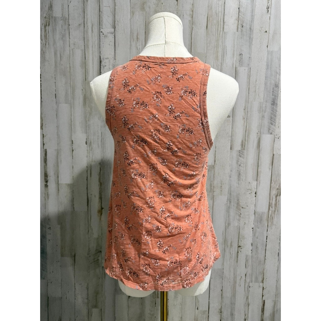 American Eagle Outfitters Tank Top Womens XS Peach Pink Floral Scoop