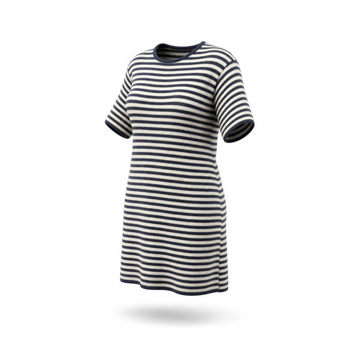 Eileen Fisher Dress Womens Small Black Ivory Striped Shift Knee Short