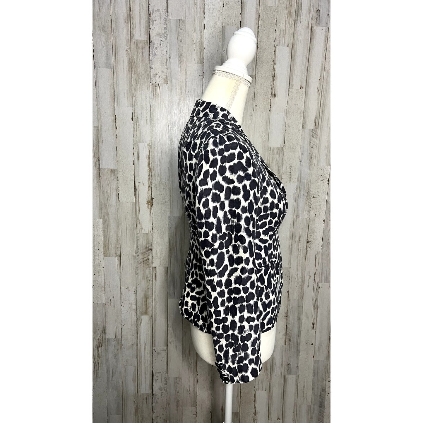 Kate Spade Women's Animal Print Blazer Black Size 00 Formal Tailored Fit
