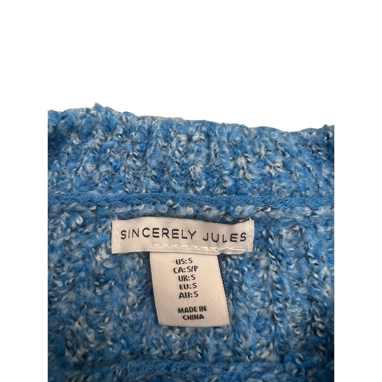 Sincerely Jules Women's Small Dusty Blue Crewneck Textured Knit Cropped Sweater