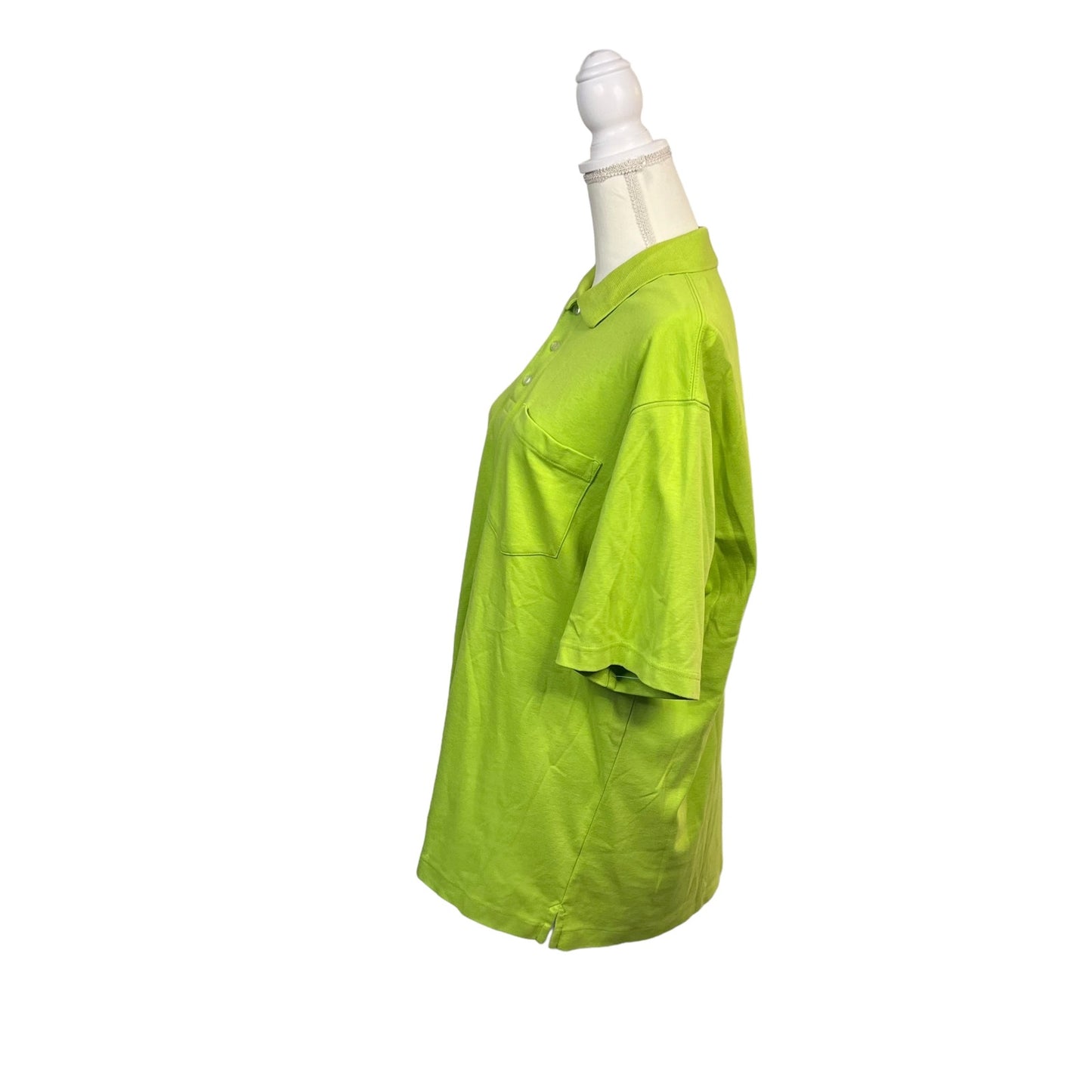Lands' End Men's XL Pima Cotton Polo Shirt Safety Green Short Sleeve with Pocket