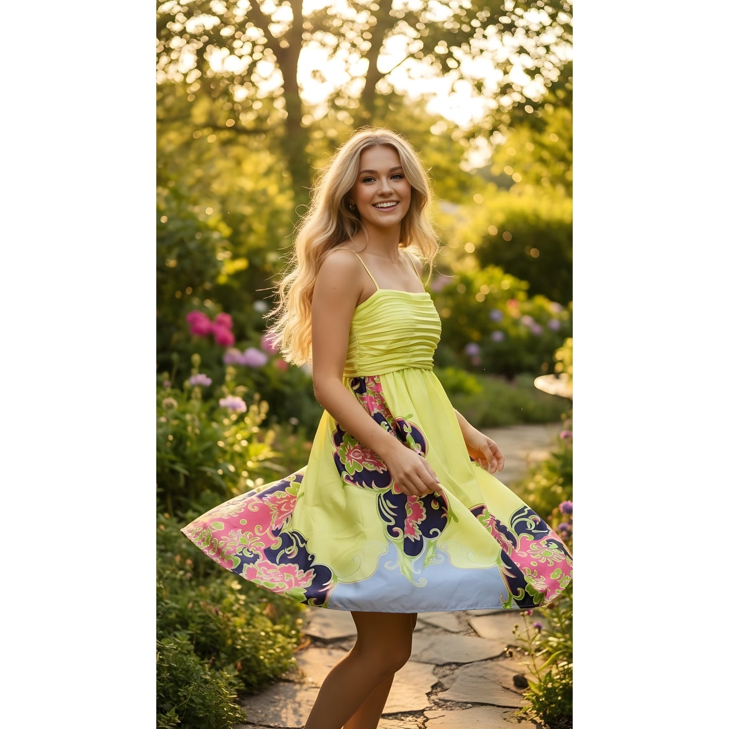 NWT Delfi Collective Ava Dress Medium Yellow Floral Print Mini Party Sleeveless