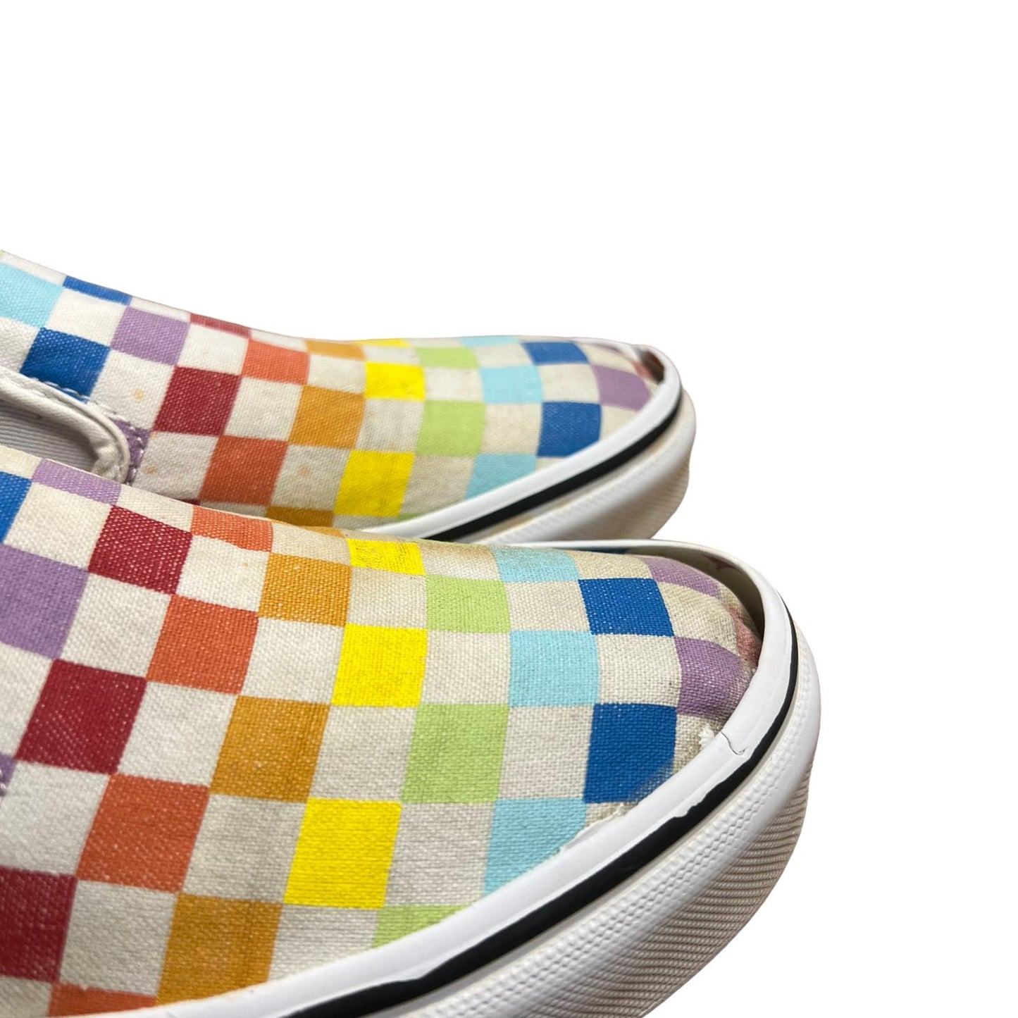 Vans Classic Slip-On Canvas Rainbow Checkerboard Slip-on Unisex Shoes M6.5/W8