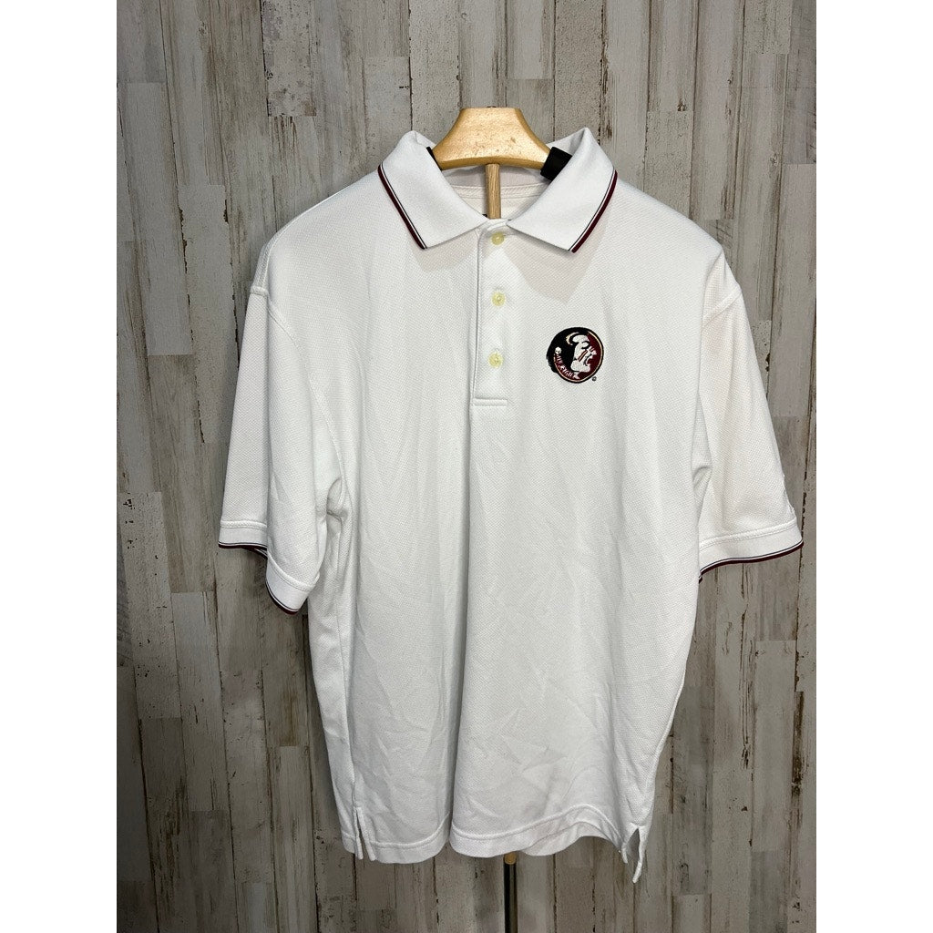 PGA Tour Men's Large White Florida State Seminoles Polo Shirt Casual