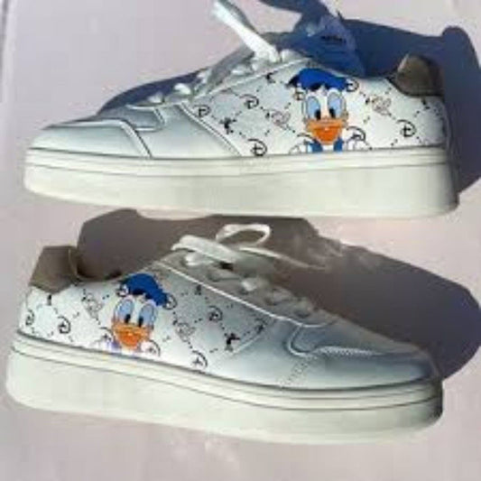 Disney Donald Duck White Classic Designer Print Sneakers Shoes Women's Size 9