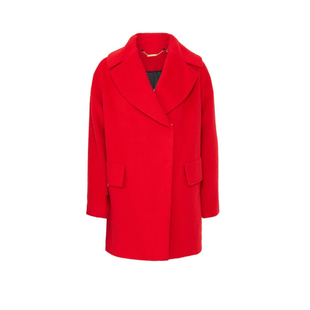 Trina Turk Women's Red Wool Overcoat Size 4 Winter Long Coat