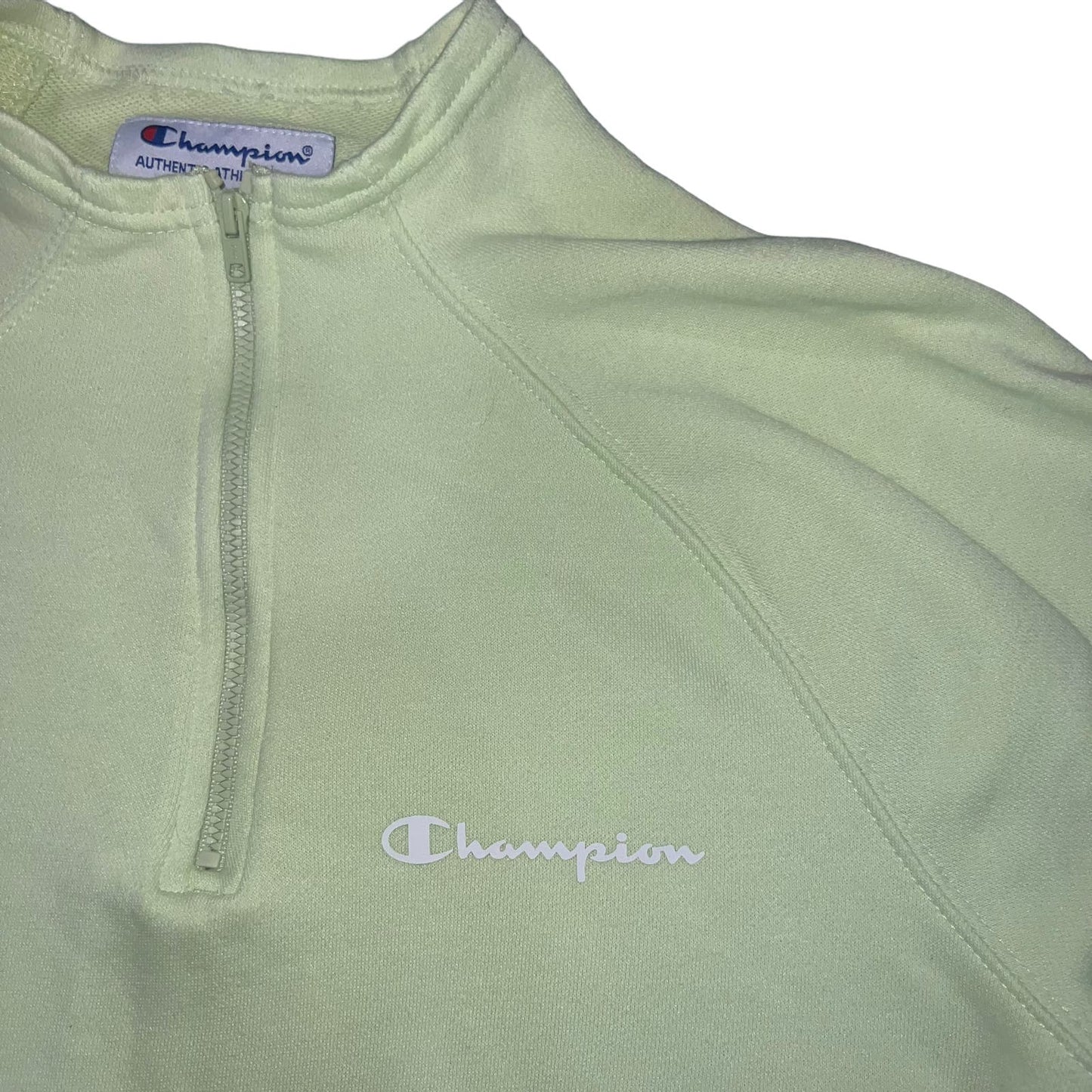 Champion Women's Medium Light Green Quarter Zip High Neck long Sleeve Sweatshirt