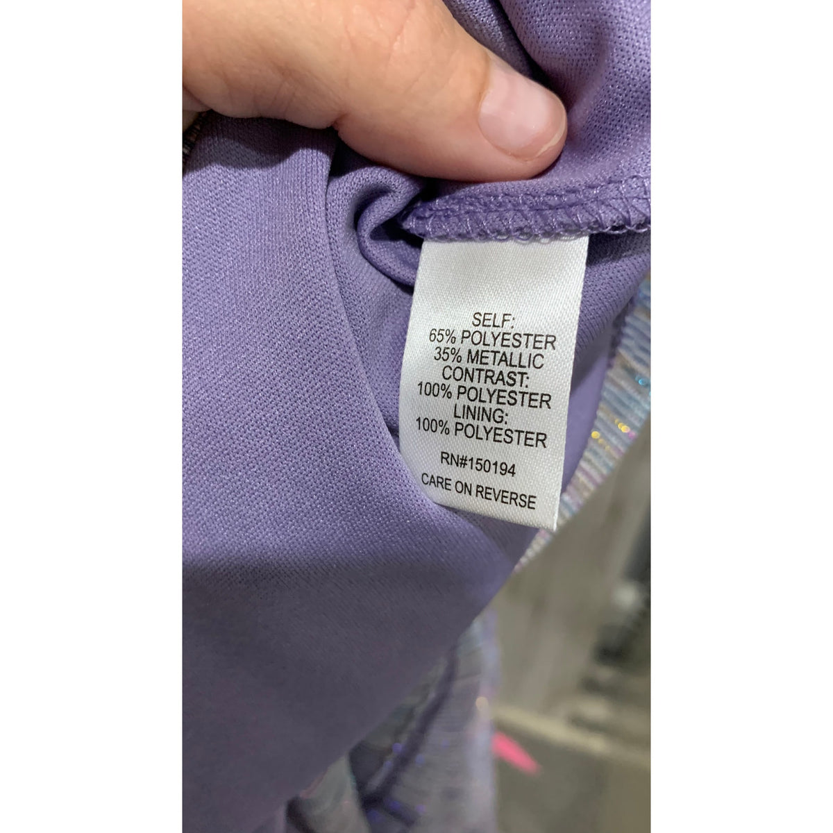 Living Doll Dress Womens Size 1 Purple Glitter Pleat V-Neck