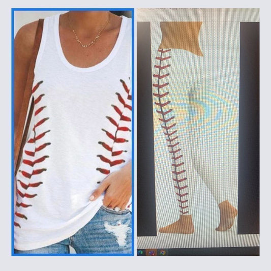 Set 2 Baseball stiches leggings/tank top NWOT