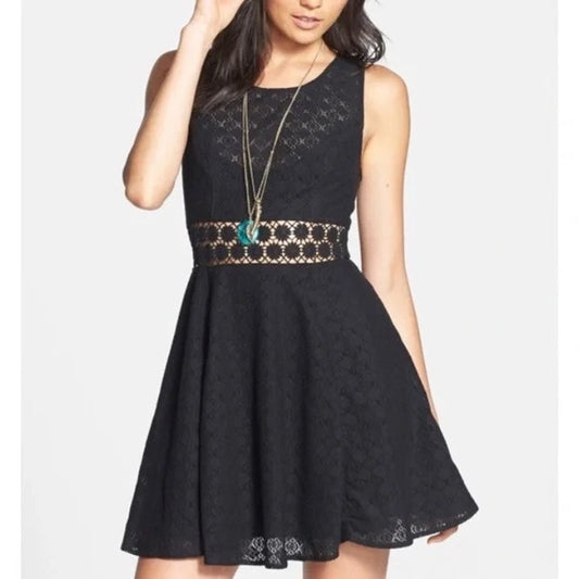 Free People Women's Black Lace Fit & Flare Dress Size 8 Party Cocktail