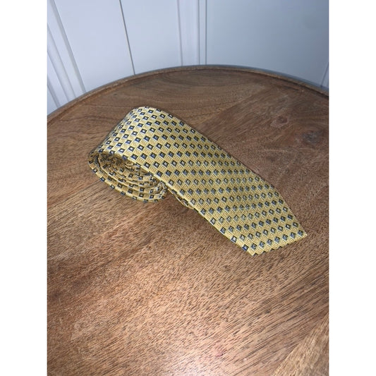 J. Khaki Men's Yellow Geometric Silk Tie Classic Length