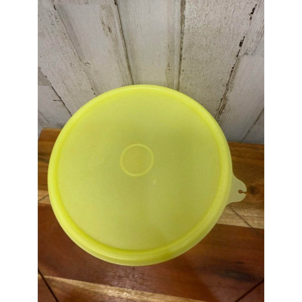 Vintage Yellow Tupperware Round Food Storage Container with Lid
