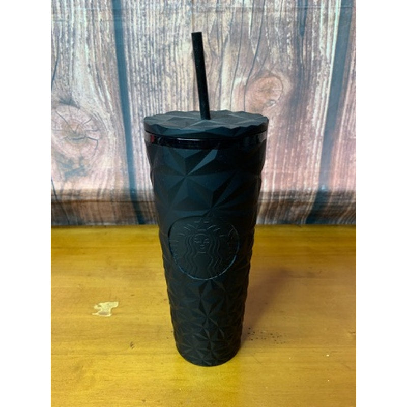 Starbucks Matte Black Faceted Tumbler 24 oz w/ Lid & Straw