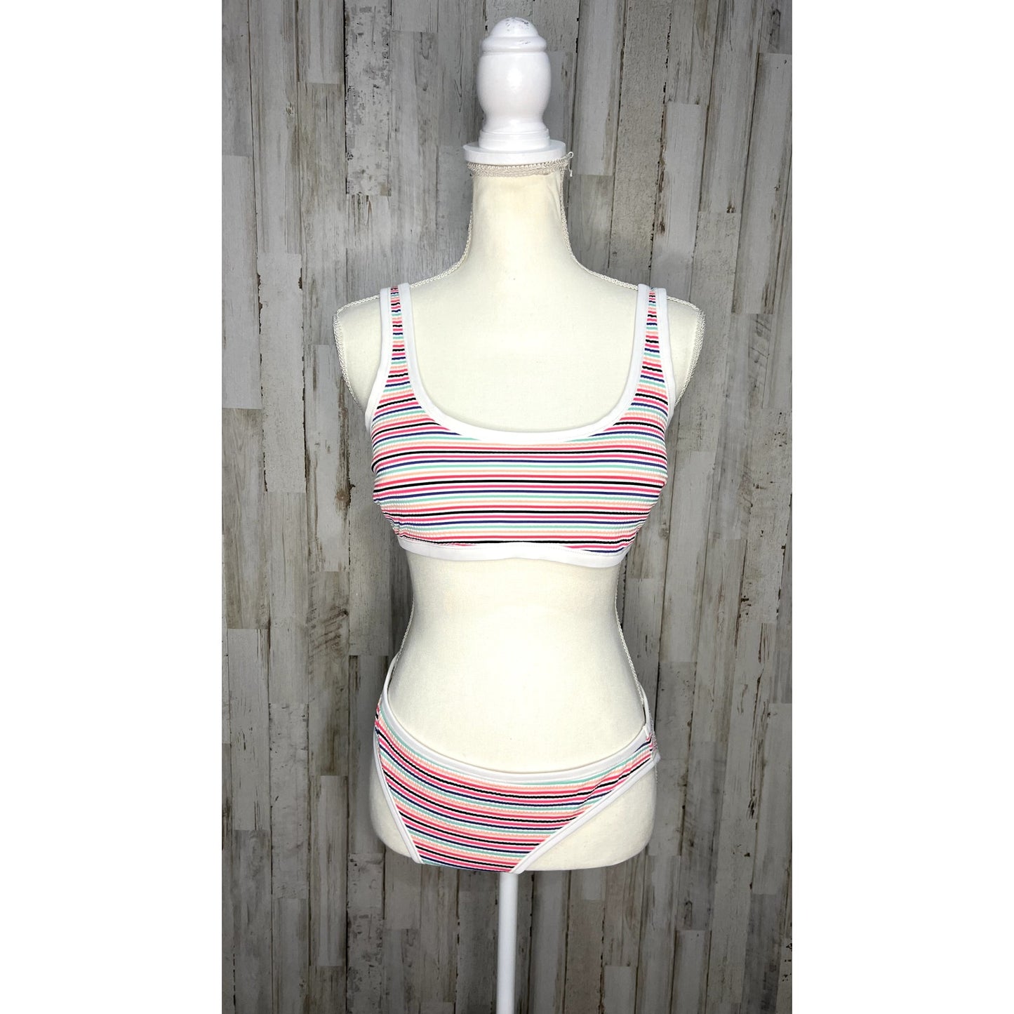 Hula Honey Women's Striped Bikini Set Multicolor Size Large