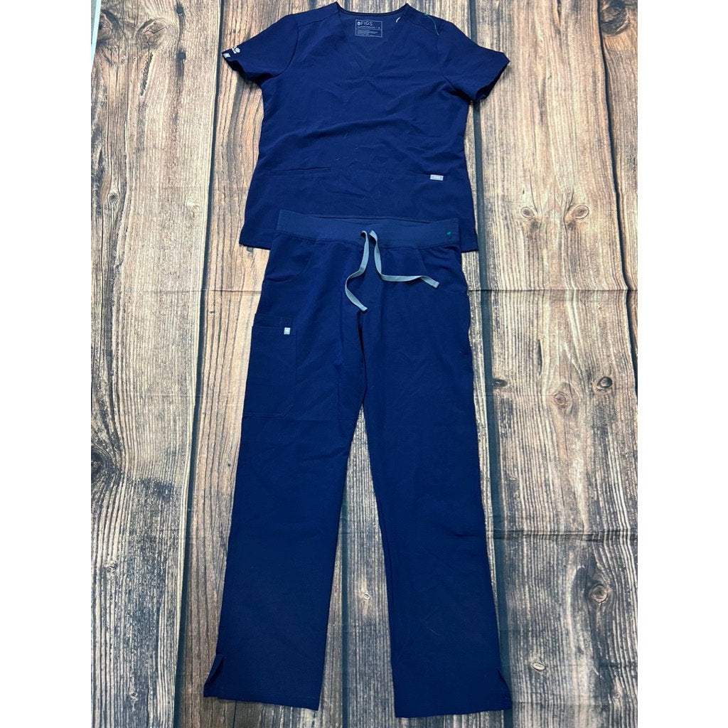 FIGS Women's Kade Cargo Scrub Set Blue Size Medium 2-Piece Workwear Outfit