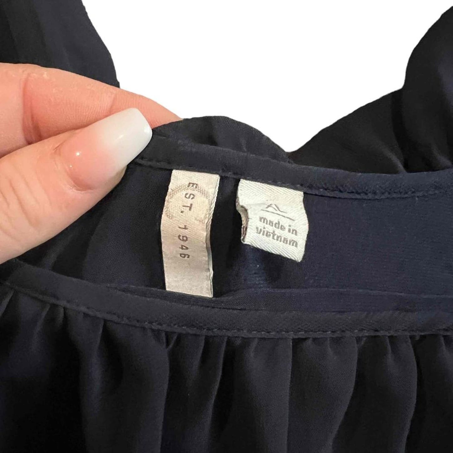 Est. 1946 Navy Off-Shoulder Ruffle Detail Elastic Neckline Solid Blouse Size XL