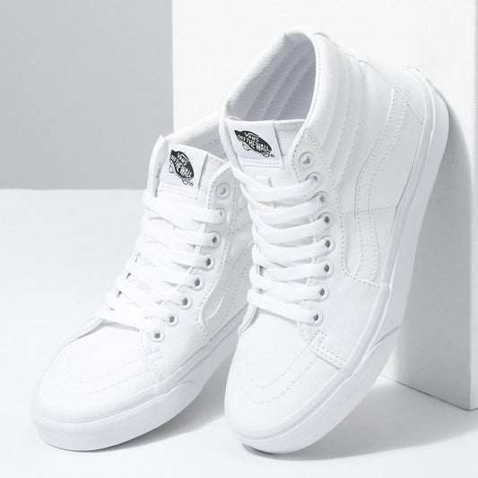 Vans Sk8-Hi Canvas Shoe True White - Youth Size 3.0