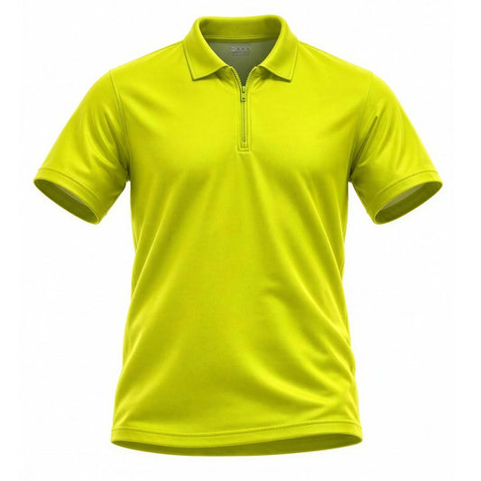 Chaps Polo Shirt Mens Large Neon Lime Green 1/4 Zip Short Sleeve Athletic