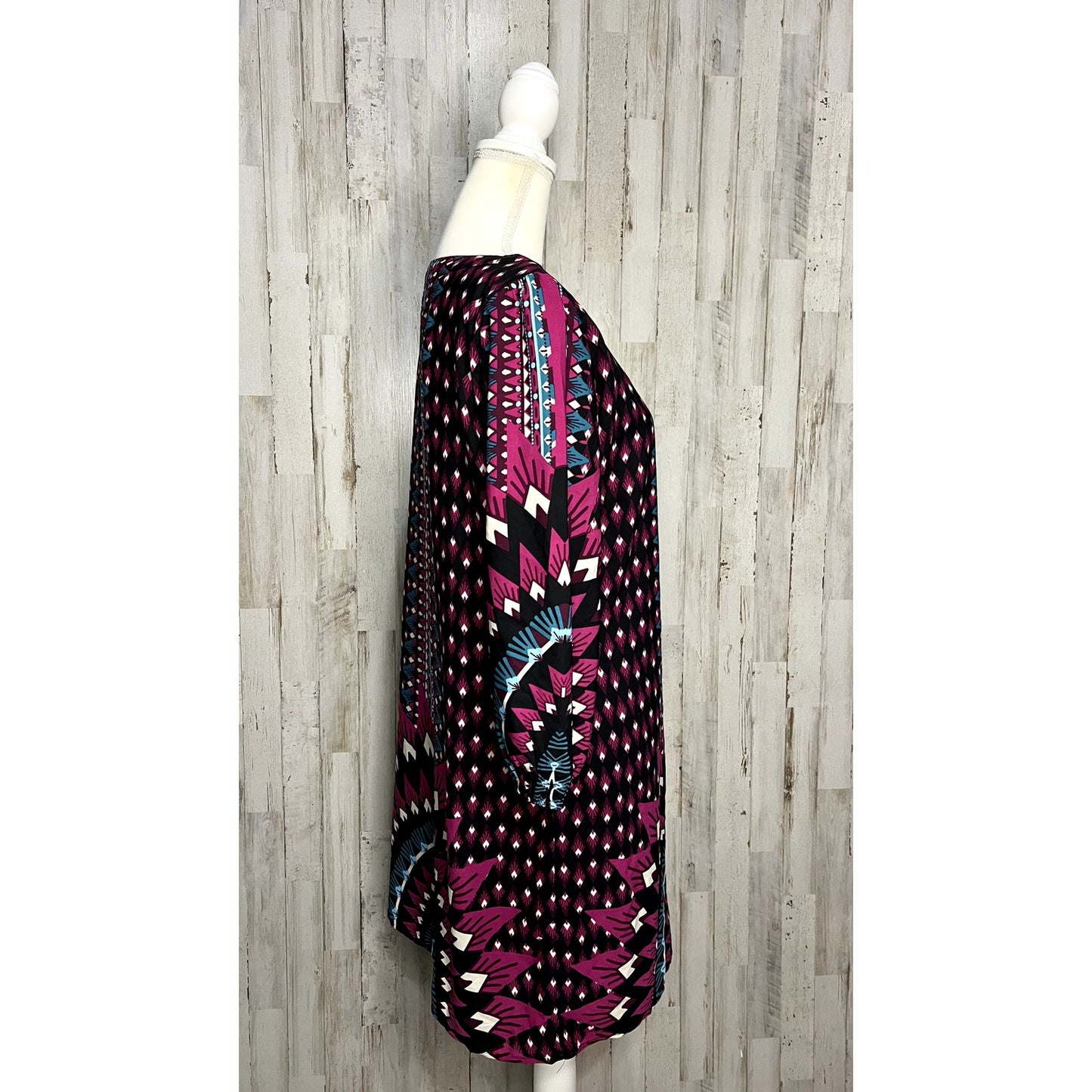 Fab'rik Women's Geometric Tunic Dress Size Large Multicolor