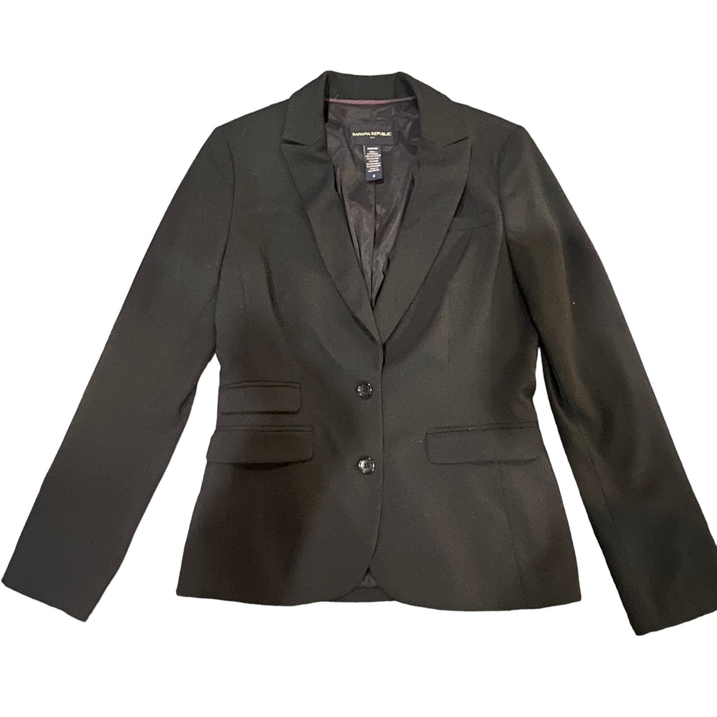 Banana Republic Women's Black Blazer Size 6 Classic Lapel Button Front Jacket