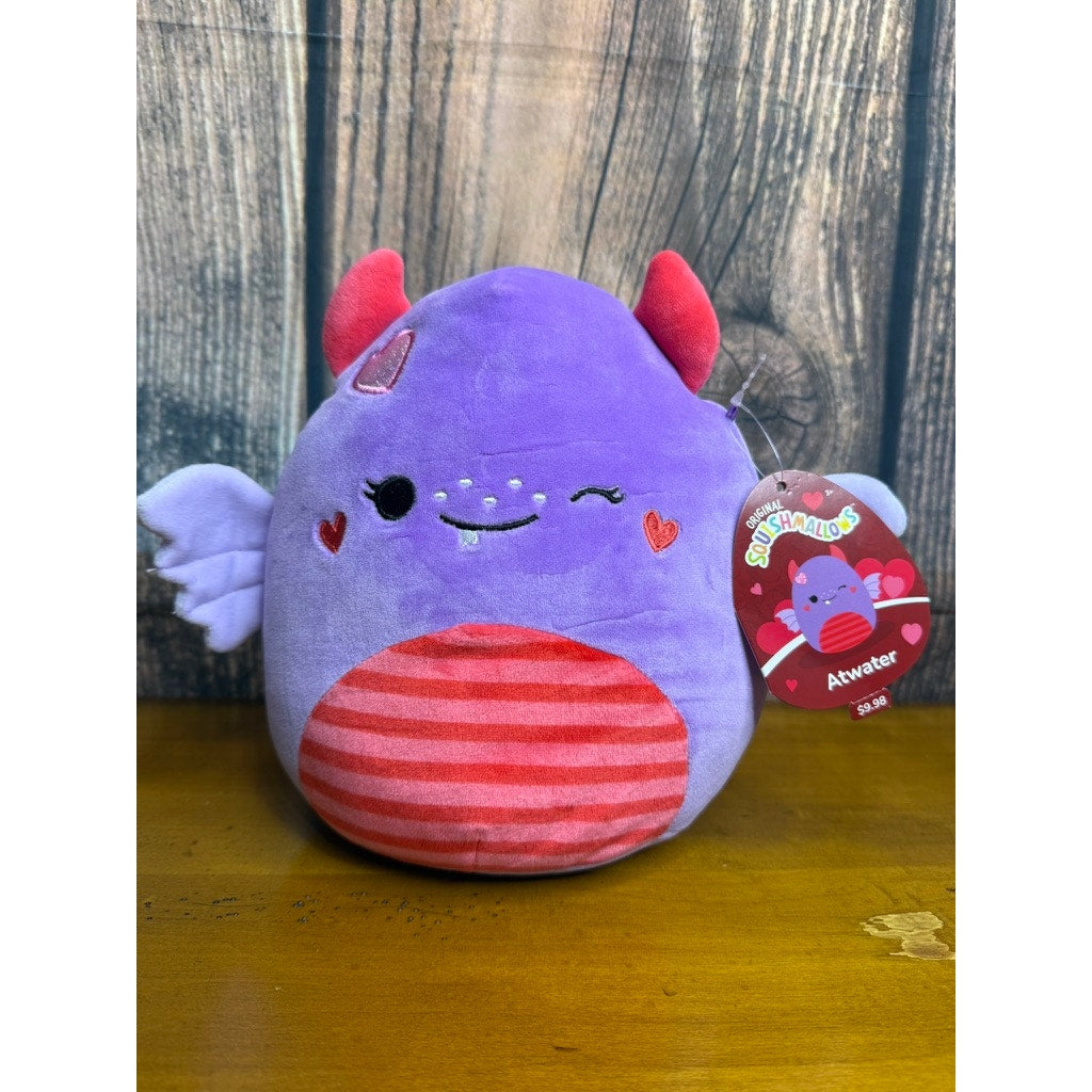 NWT Squishmallow Atwater the Monster Valentine's Day Plush Purple Small 8"