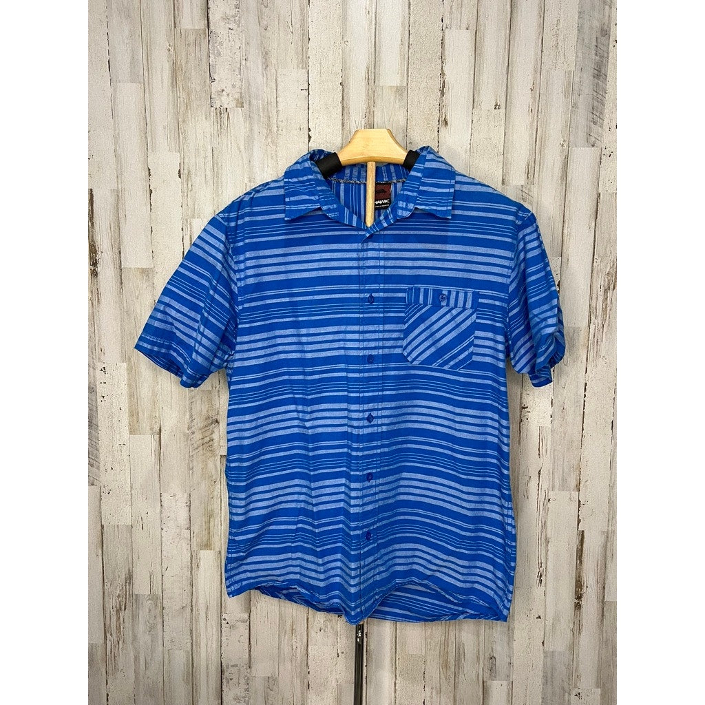 Tony Hawk Men's Blue Striped Short Sleeve Button-Up Shirt Size Large