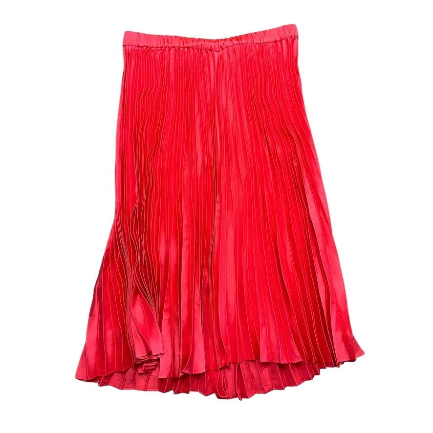 NWT J.Crew Women's XL Pink/Coral Pleated Elastic Waist Flowy Midi Skirt