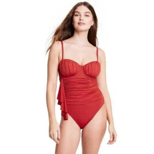 NWT RHODE x Target Women's 2X Red Embossed Dot Ruffle One Piece Swimsuit